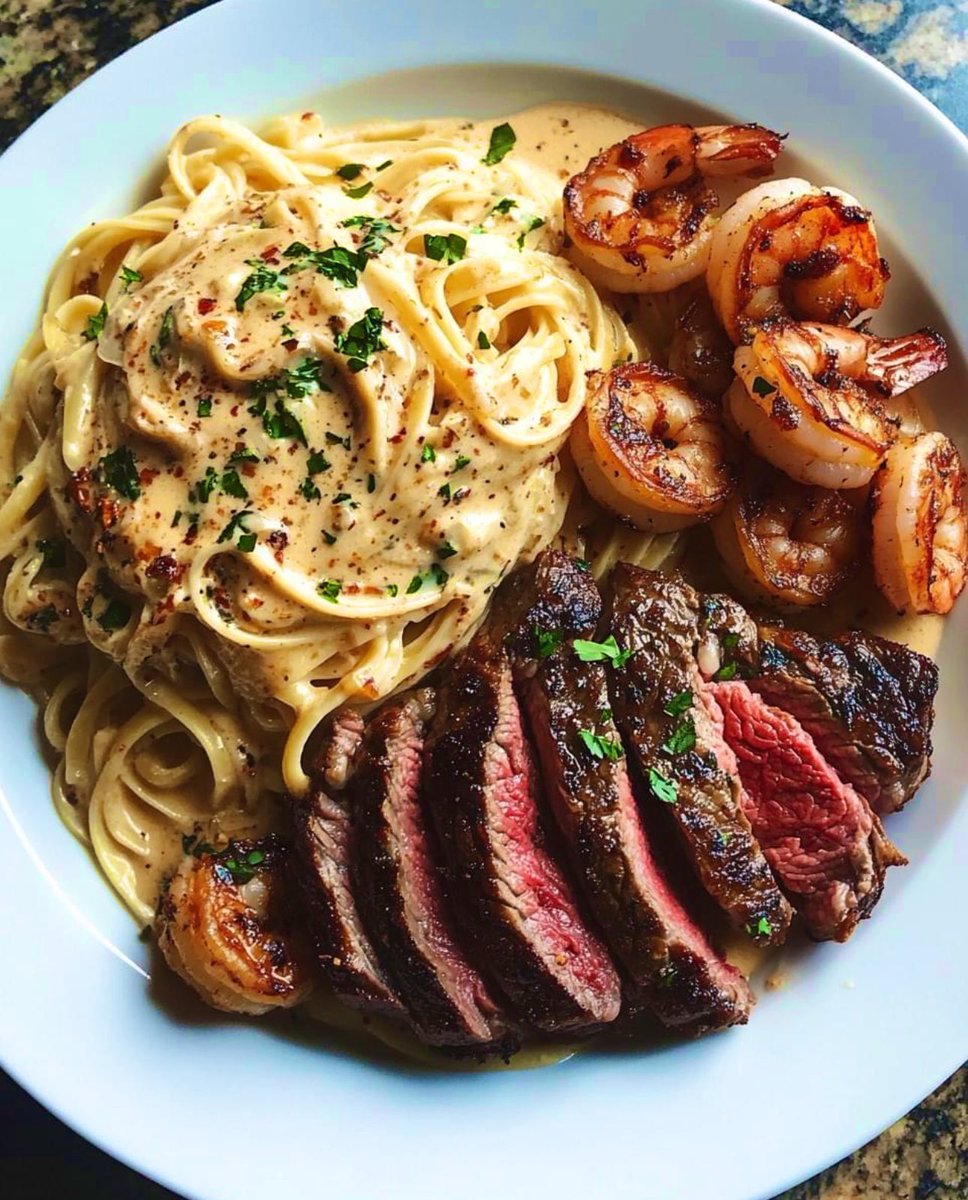Steak, Shrimp &amp; Linguine 🥩 🍝