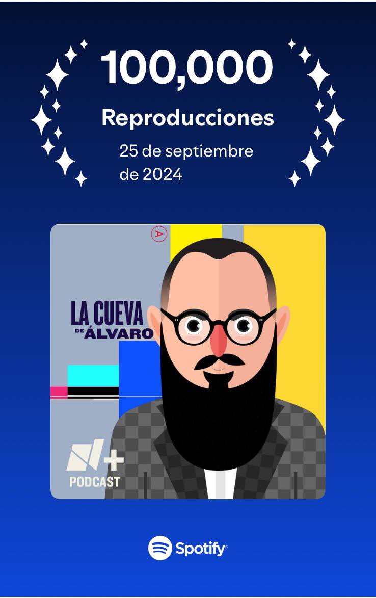 AlvaroCueva's tweet photo. Gracias, Spotify! Gracias a ti, por tu preferencia! Gracias, familia N+Podcast! Gracias, TelevisaUnivision! Los amo! @Spotify @SpotifyMexico #spotify #100milreproducciones #cienmilreproducciones #100000reproducciones #nmas #nmaspodcast #lacuevadealvaro #alvarocueva https://t.co/mthokExljk