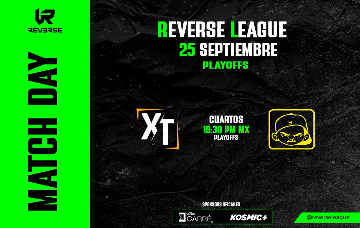 #PLAYOFF
Hoy tenemos #MATCH #Bo3

Ultimos #Cuartos de Final! <a href="/Xatruch_Gaming/">Xatruch Gaming</a> 🇭🇳 vs 🇬🇹 <a href="/IshtosGaming/">Ishtos Gaming</a>

A las 7:30pm MX en Twich! 
twitch.tv/reverseleague_

A voces de nuestros Casters:
🎤 Mapa 1-2 
- <a href="/KronkCast/">Cosmic/PPW| Kronk</a>
- @Ms_appletree

🎤 Mapa 3
- <a href="/zurygu_/">KNI Zury Gu</a>
- <a href="/jair_fantasma/">Metal F/Ace J.A.I.R</a>