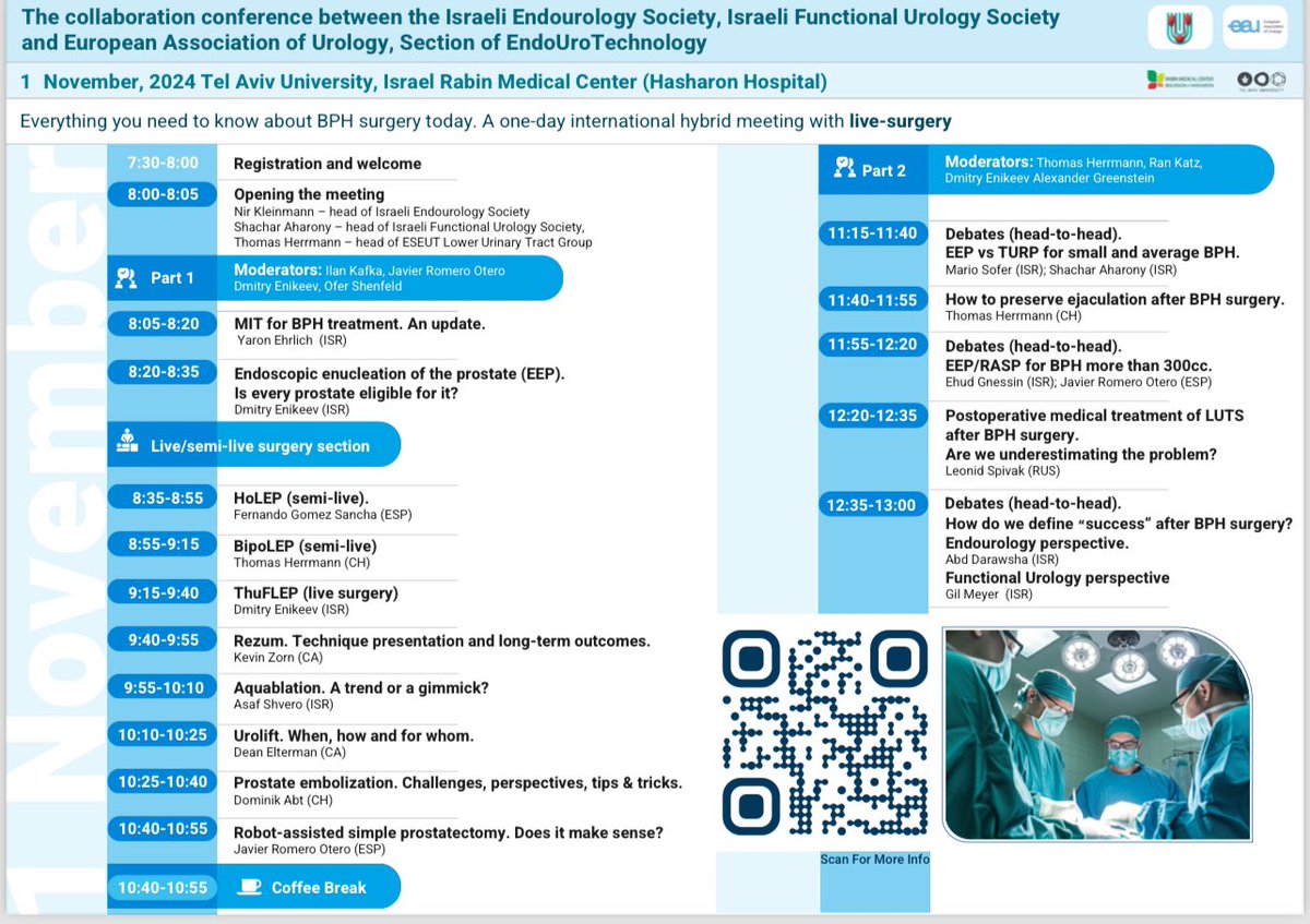 Dmitry Enikeev (@dmitry_enikeev) on Twitter photo The great event is coming.
The collaboration of <a href="/IuaIsrael/">IUA - Israel Urology Association</a> & section of EndoUroTechnology <a href="/Uroweb/">European Association of Urology (EAU)</a>.
One-day Hybrid #BPH conference with hot debates and live surgery. Don’t miss it!
📌 1 Nov 2024
📍 Rabin Medical Center, <a href="/TelAvivUni/">Tel Aviv University</a>
For more info ➡️ iua-eau.com The great event is coming.
The collaboration of <a href="/IuaIsrael/">IUA - Israel Urology Association</a> & section of EndoUroTechnology <a href="/Uroweb/">European Association of Urology (EAU)</a>.
One-day Hybrid #BPH conference with hot debates and live surgery. Don’t miss it!
📌 1 Nov 2024
📍 Rabin Medical Center, <a href="/TelAvivUni/">Tel Aviv University</a>
For more info ➡️ iua-eau.com