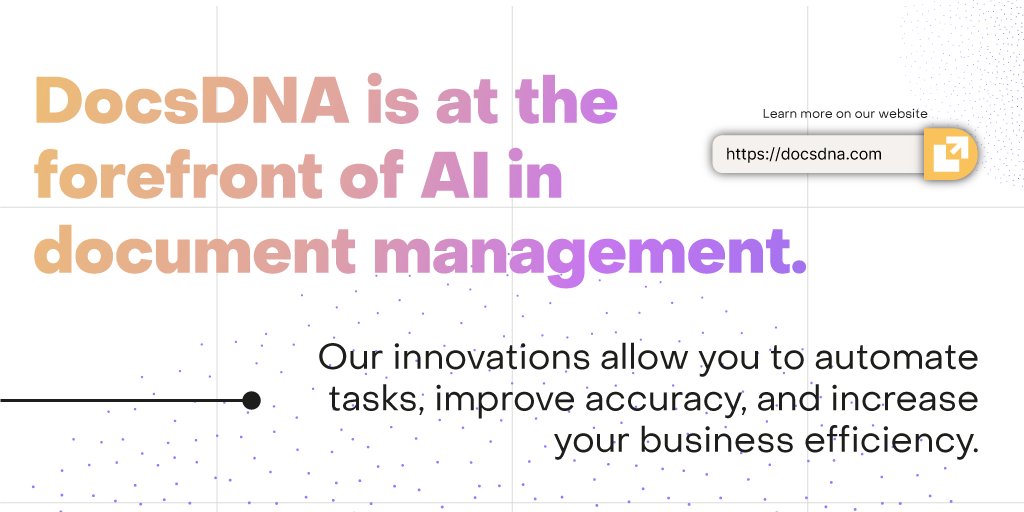DocsDNA's tweet photo. 🚀 Innovations in AI with DocsDNA. Automate tasks, improve accuracy, and increase your business efficiency. 🤖📊

#Innovation #AI https://t.co/lT2SXJhsrM
