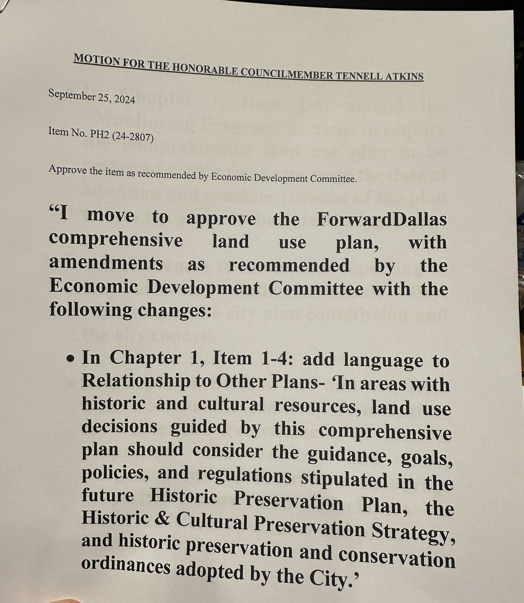 apriltowery3's tweet image. Mayor Pro Tem Tennell Atkins’ proposed amendments to #ForwardDallas 2.0 🧵1/2