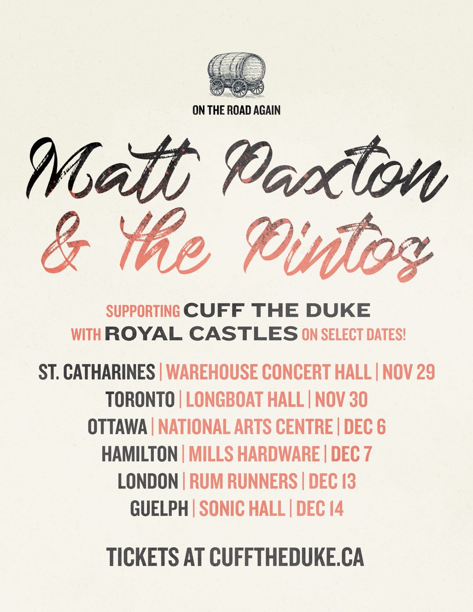 ON TOUR THIS FALL supporting <a href="/cufftheduke/">Cuff The Duke</a> &amp; <a href="/_royalcastles/">Royal Castles Band</a>. Get your tickets at cufftheduke.ca 💨💨💨