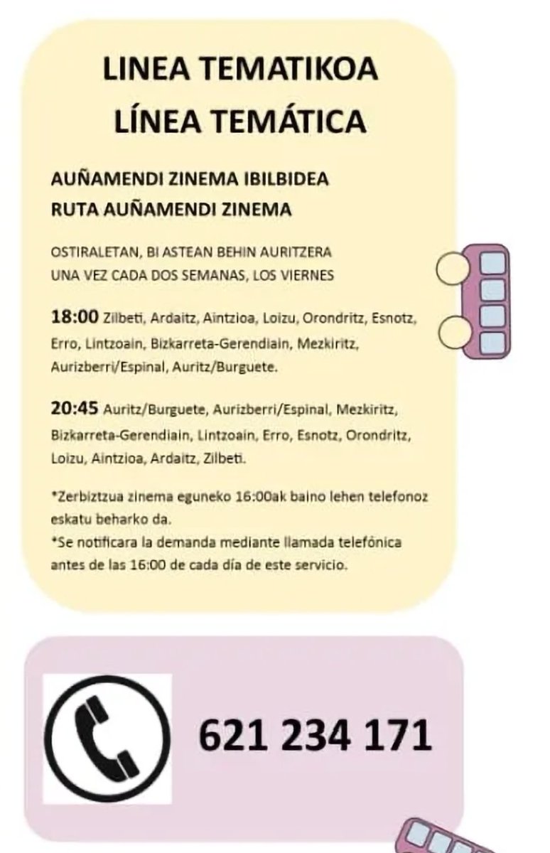 HaizeMorea's tweet photo. 🚌 ERROIBARBUS 🚌
Auñamendi Zinema 
🎥 La Estrella Azul 
🗓️ Viernes 27 Ostirala
🕰️ 19:00
🏡 Auritz Burguete
El Erroibarbus te lleva al cine!!!!
RESERVA TU PLAZA
Erroibarbusek zinemara eramango zaitu!!!!
Ez zaitez plazarik gabe gelditu!!
 ERRESERBATU ZURE PLAZA 
 621234171 ☎️ https://t.co/FdGt8ThL4c
