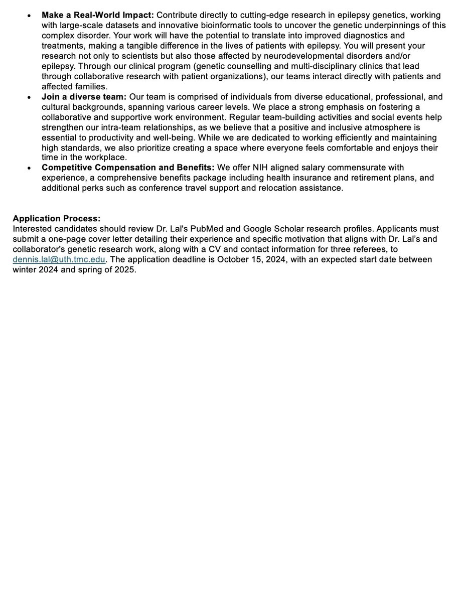 Our team seeks a new #postdoc to analyze genomic &amp; clinical data of people with #epilepsy and/or #neurodevelopmentaldisorders and develop novel bioinformatic tools. We are offering exciting research, publication, collaboration, and mentorship to drive neurogenetic innovations.