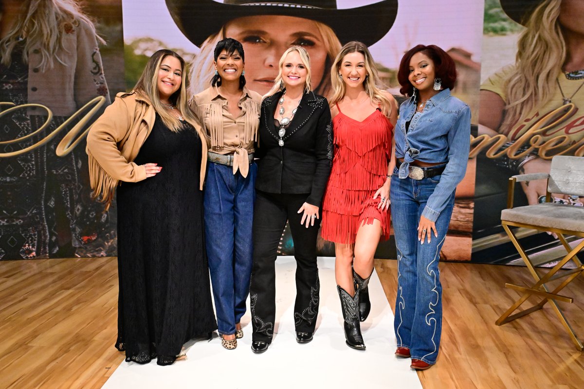 Miranda Lambert (@mirandalambert) on Twitter photo My last time on the <a href="/TamronHallShow/">Tamron Hall Show</a>, @TamronHall tried on my @idyllwind fire jacket. This time, we upped our game and had a whole @idyllwind fashion show with these sweet ladies Bridget, Piper and Nya!
My outfit is @idyllwind too, and so is Tamron’s shirt. Fringe (and denim) My last time on the <a href="/TamronHallShow/">Tamron Hall Show</a>, @TamronHall tried on my @idyllwind fire jacket. This time, we upped our game and had a whole @idyllwind fashion show with these sweet ladies Bridget, Piper and Nya!
My outfit is @idyllwind too, and so is Tamron’s shirt. Fringe (and denim)