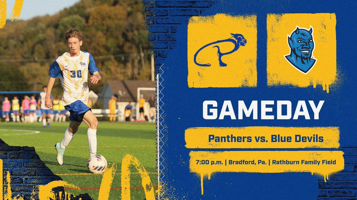 UPB Athletics (@upb_panthers) on Twitter photo Gameday: @upb_msoc vs. <a href="/FredBlueDevils/">Fredonia State Athletics</a>
7:00 p.m. | Bradford, Pa. | Rathburn Family Field
🎥 - buff.ly/4gGSCF8
🔢 - buff.ly/4eByQcC Gameday: @upb_msoc vs. <a href="/FredBlueDevils/">Fredonia State Athletics</a>
7:00 p.m. | Bradford, Pa. | Rathburn Family Field
🎥 - buff.ly/4gGSCF8
🔢 - buff.ly/4eByQcC