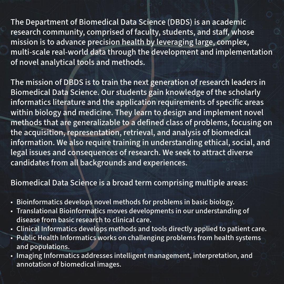 StanfordBiosci's tweet photo. #StanfordBiosciences is comprised of 14 home programs. In our #HomeProgramSeries we will be taking a peek at the different departments. Swipe ➡️ to learn about our #BiomedicalDataScience program and faculty. For a #DeepDive scan the QR code to visit their website #PhD #PhDJourney https://t.co/ww15xUszGl
