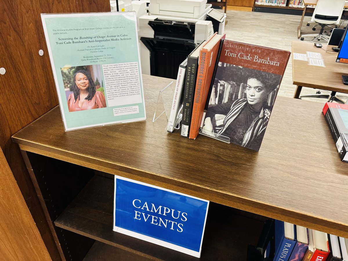 BMCAfricana's tweet photo. Thank you @TheRandiSavage for a powerfully rich public talk on the brilliance of Toni Cade Bambara’s cinematic contributions to the long history of Black women’s literary renaissance! @BrynMawrCollege #BlackWomensStudies #BlackStudy https://t.co/tFwJdBuEvl
