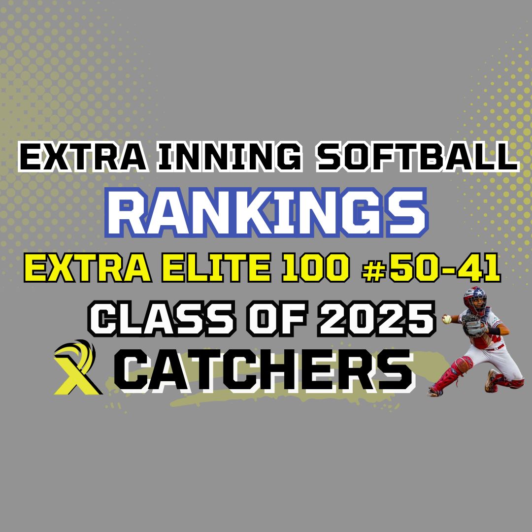 ExtraInningSB's tweet image. 🎉 Big News! 🎉 Extra Inning Softball is thrilled to unveil the Class of 2025 Extra Elite 100 Catchers, featuring rankings #50-41. 🥎✨ Discover the talented catchers making their mark in fastpitch softball! #ExtraElite100 #Catchers #ClassOf2025 loom.ly/guYyHug