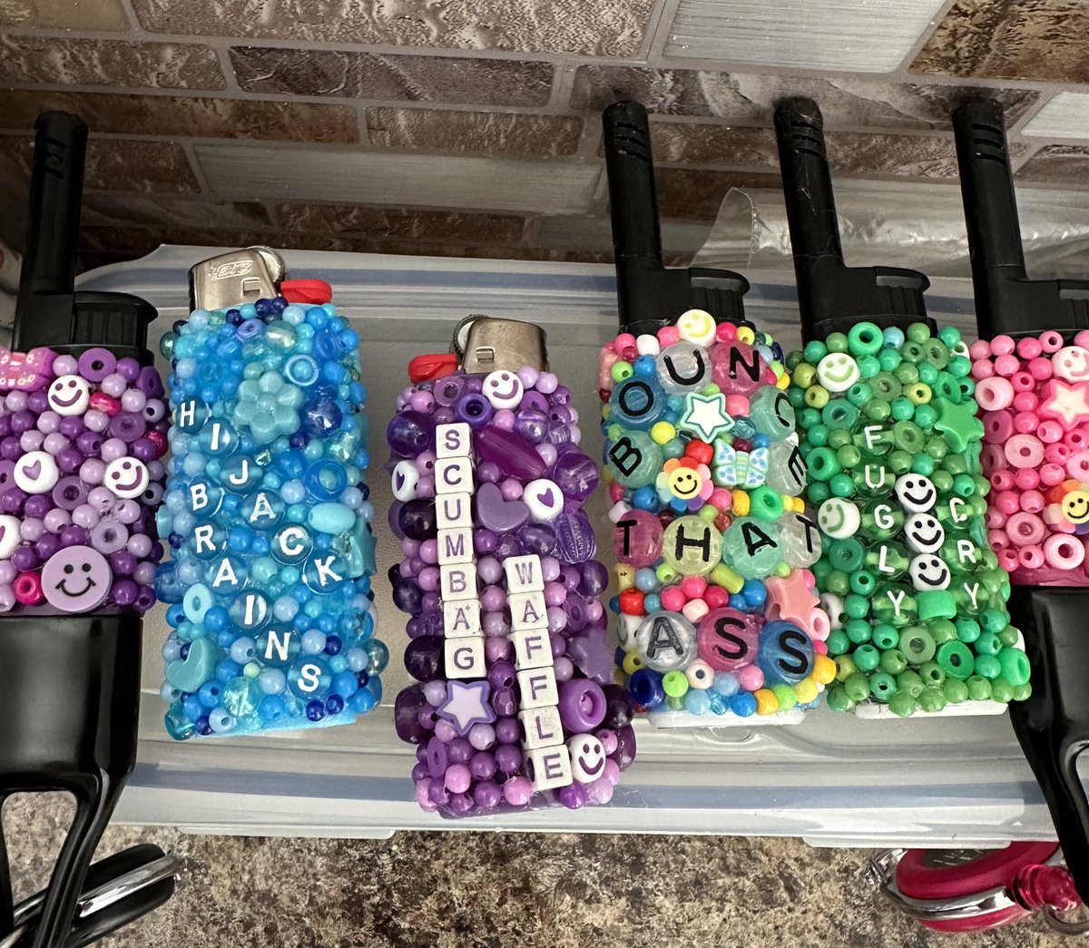 my gf does this too but instead of the cutesy lil "be happy"/"angel" type messages, she finds the silliest way to arrange her remaining letter beads: