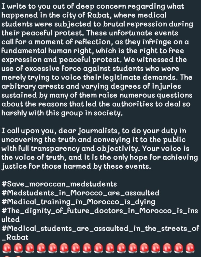 RihabSsn's tweet photo. #Save_moroccan_medstudents
#Medstudents_in_Morocco_are_assaulted
#Medical_training_in_Morocco_is_dying
#The_dignity_of_future_doctors_in_Morocco_is_insulted
#Medical_students_are_assaulted_in_the_streets_of_Rabat
🚨🚨🚨🚨🚨🚨🚨🚨🚨🚨🚨🚨🚨🚨 https://t.co/xTuzYDswui