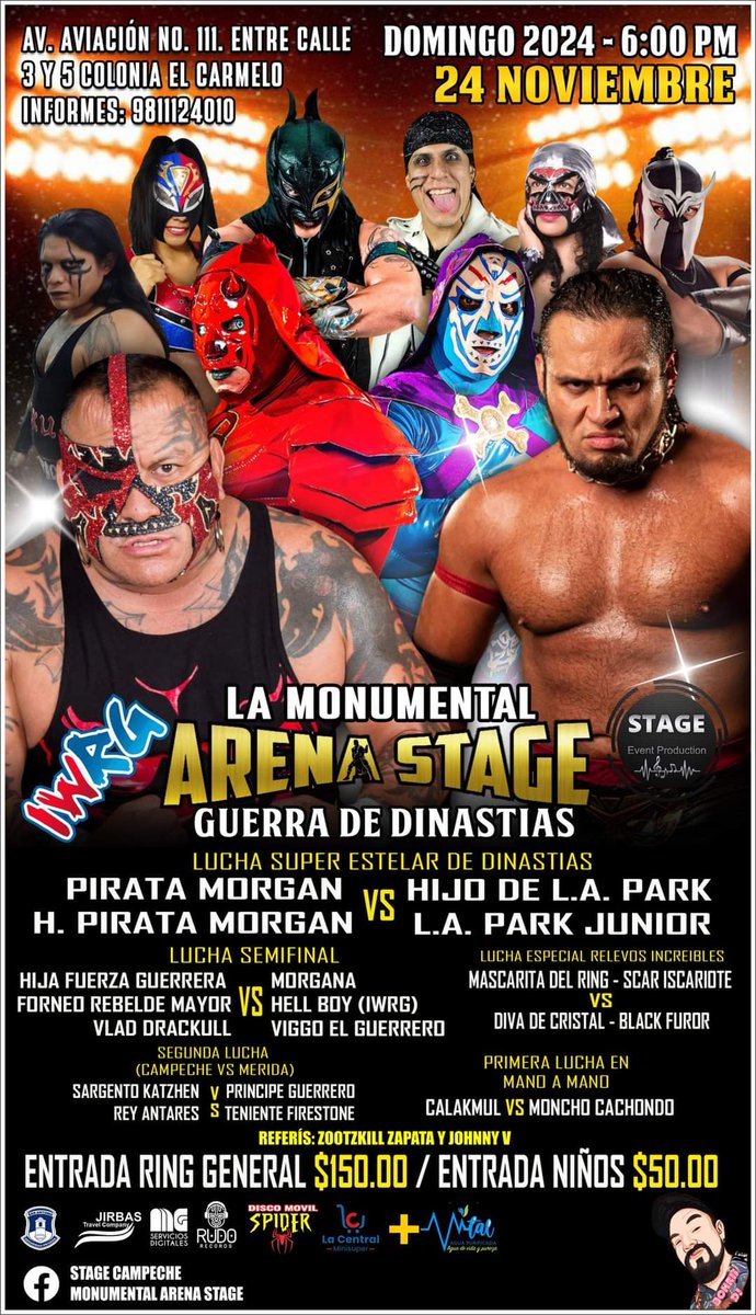CampecheStage's tweet photo. Próximo evento 
#Campeche
#LuchaLibre 
#EstoEsLucha

24 de noviembre

Monumental Arena Stage https://t.co/or3GVTcAZN