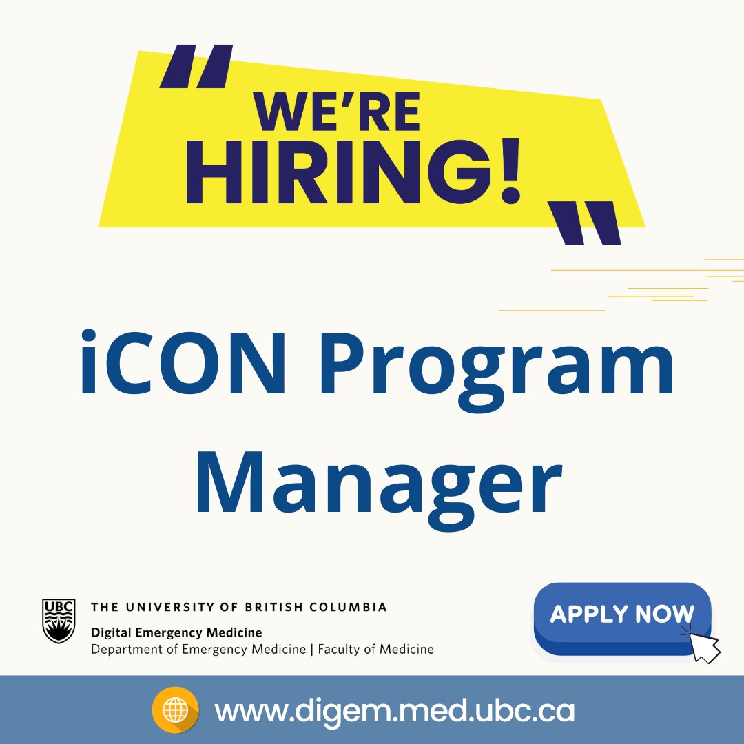 We are hiring - iCON Program Manager (JR18731)

Posting End Date: October 7, 2024
Note: Applications will be accepted until 11:59 PM on the Posting End Date.

Learn more: ubc.wd10.myworkdayjobs.com/ubcstaffjobs/j…

#iCON #DigEM #hiring #manager