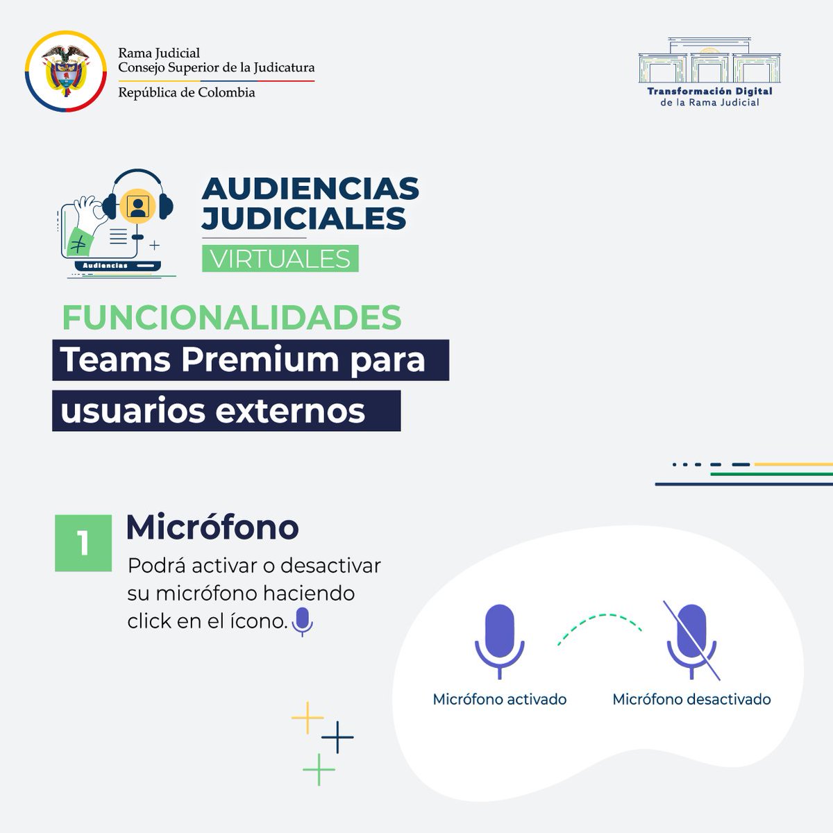 judicaturacsj's tweet photo. ¿Tienes una Audiencia Judicial Virtual por Teams? 

Te explicamos cómo manejar las funcionalidades de audio y video.

¡Ahora Teams será la única plataforma para las Audiencias Judiciales Virtuales! https://t.co/b6OMjEU4OD