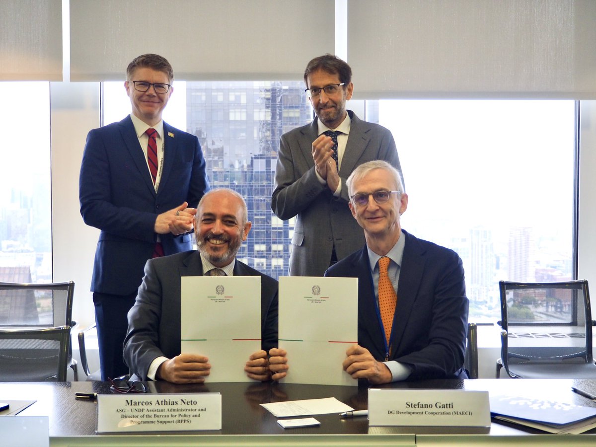 Today we celebrate a significant milestone with the Italy-<a href="/UNDP/">UN Development</a> Agreement to unlock financing for SDGs in Africa.

The Italy-Africa Mattie Plan responds to the Global Digital Compact, delivering financing for inclusive #DigitalTransformation in four countries: 🇲🇿 🇨🇮 🇬🇭 🇸🇳