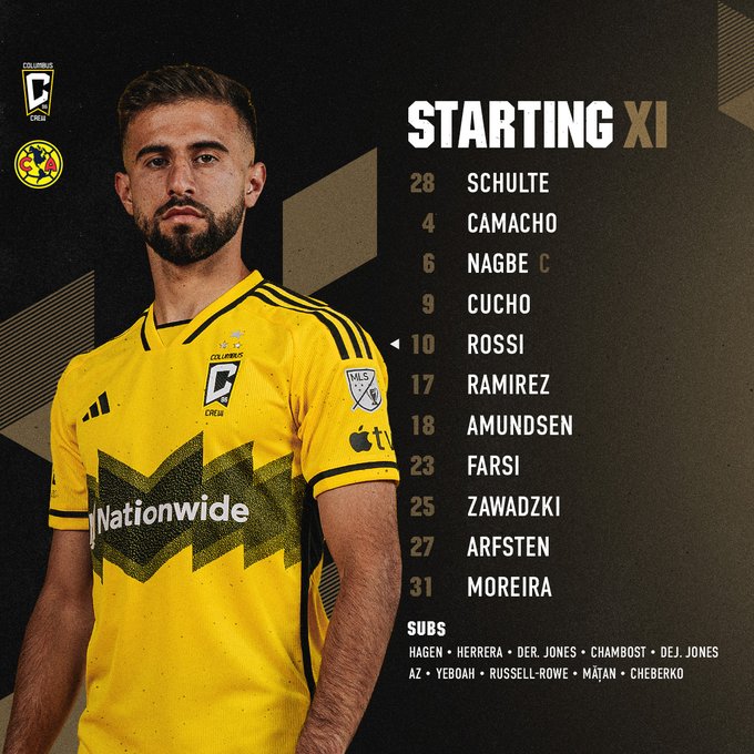 Starting XI: Schulte, Camacho, Nagbe (C), Cucho, Rossi, Ramirez, Amundsen, Farsi, Zawadzki, Arfsten, Moreira. Subs: Hagen, Herrera, Der. Jones, Chambost, DeJ. Jones, AZ, Yeboah, Russell-Rowe, Matan, Cheberko. 