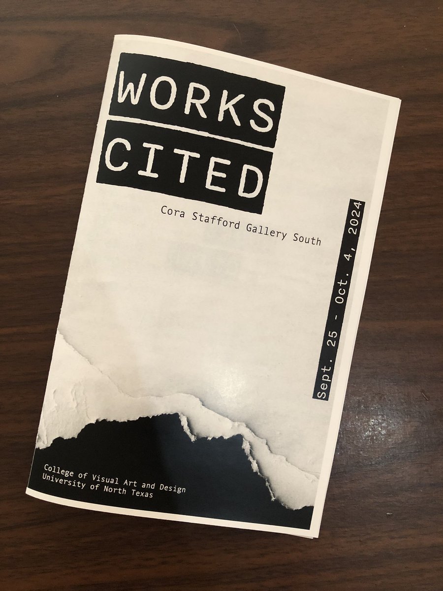 The booklets are finished for the exhibition I curated with UNT MFA student Carla Hughes! The exhibition opening for “Works Cited: Art as an Act of Citation” is tomorrow, Sept. 26 from 5-7 in the Cora Stafford Gallery at <a href="/UNTCVAD/">UNT College of Visual Arts & Design</a>