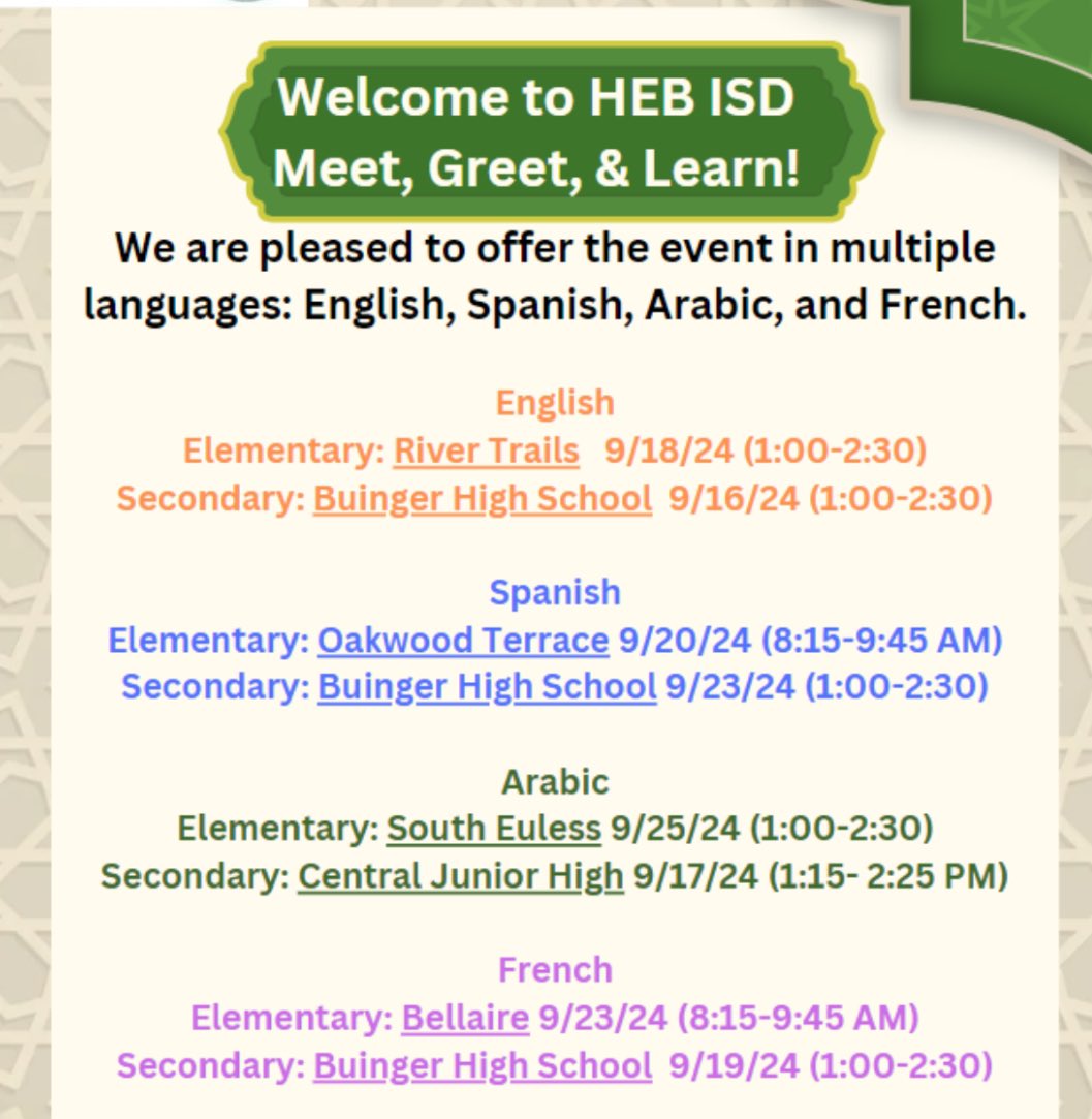 It was great to meet our new HEBISD families &amp; provide them with tools needed to have the best experience in HEBISD 🤗Our Family Engagement Team Rocks 👏 @HEBISDpeople