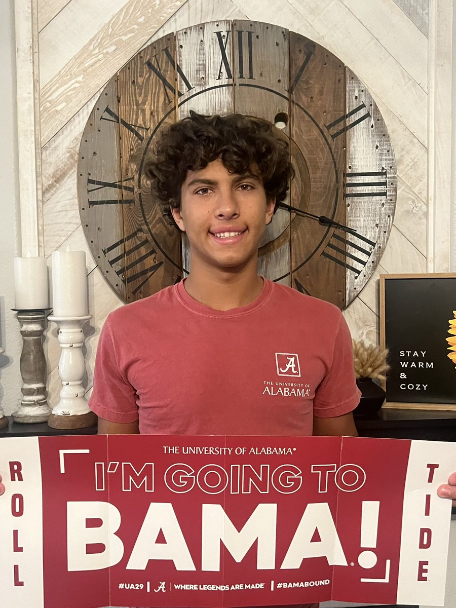 SSchluer's tweet photo. Roll Tide!! Our son Collins got accepted to and will be attending  The University of Alabama in the Fall of ‘25 🎉👏🏽 Collins, we are soooooo proud of you! We love you❣️Go Bama!! Roll Tide!! 🐘

#UA29
 #Bamabound 
#RollTide 
@UA_Admissions
@UofAlabama https://t.co/65XwO6AONZ