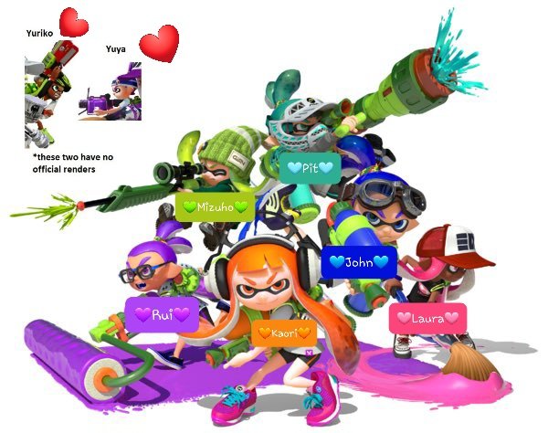 InklingBoyInked's tweet image. Wait a minute! How is anyone supposed to talk about us when they don't know our names?

HELLO PEOPLE OF TWITTER! MY NAME IS JOHN AND HERE ARE MY FRIENDS! 😆😆😆😆🧡💚🩷💜🩵❤️

nice to meet you! 😁💙🦑