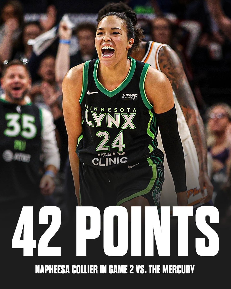 NAPHEESA COLLIER TIES THE WNBA RECORD FOR MOST POINTS IN A PLAYOFF GAME 🔥 

The Lynx are onto the semis‼️