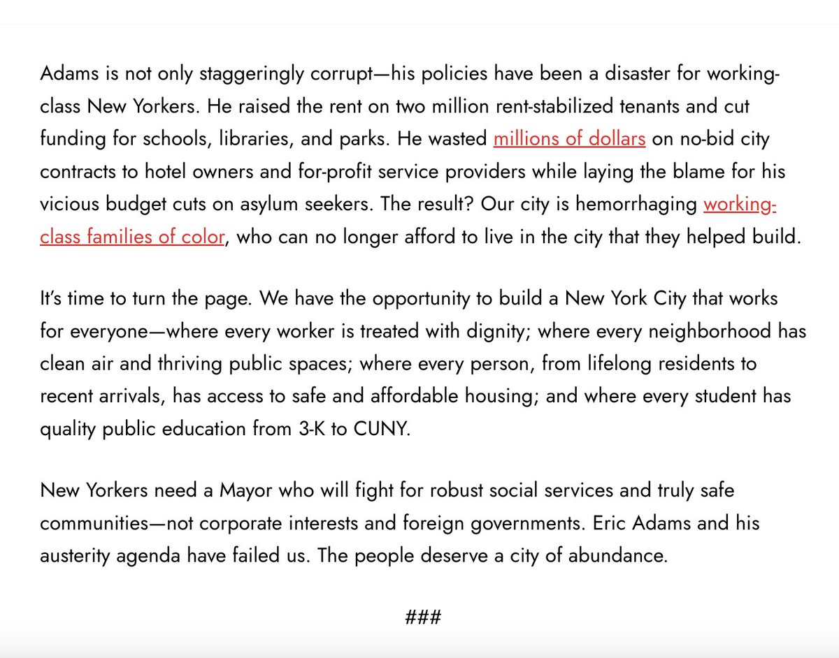 NYC-DSA calls for indicted <a href="/NYCMayor/">Mayor Eric Adams</a> Eric Adams to Resign
Full Statement Below 👇
socialists.nyc/press-releases…