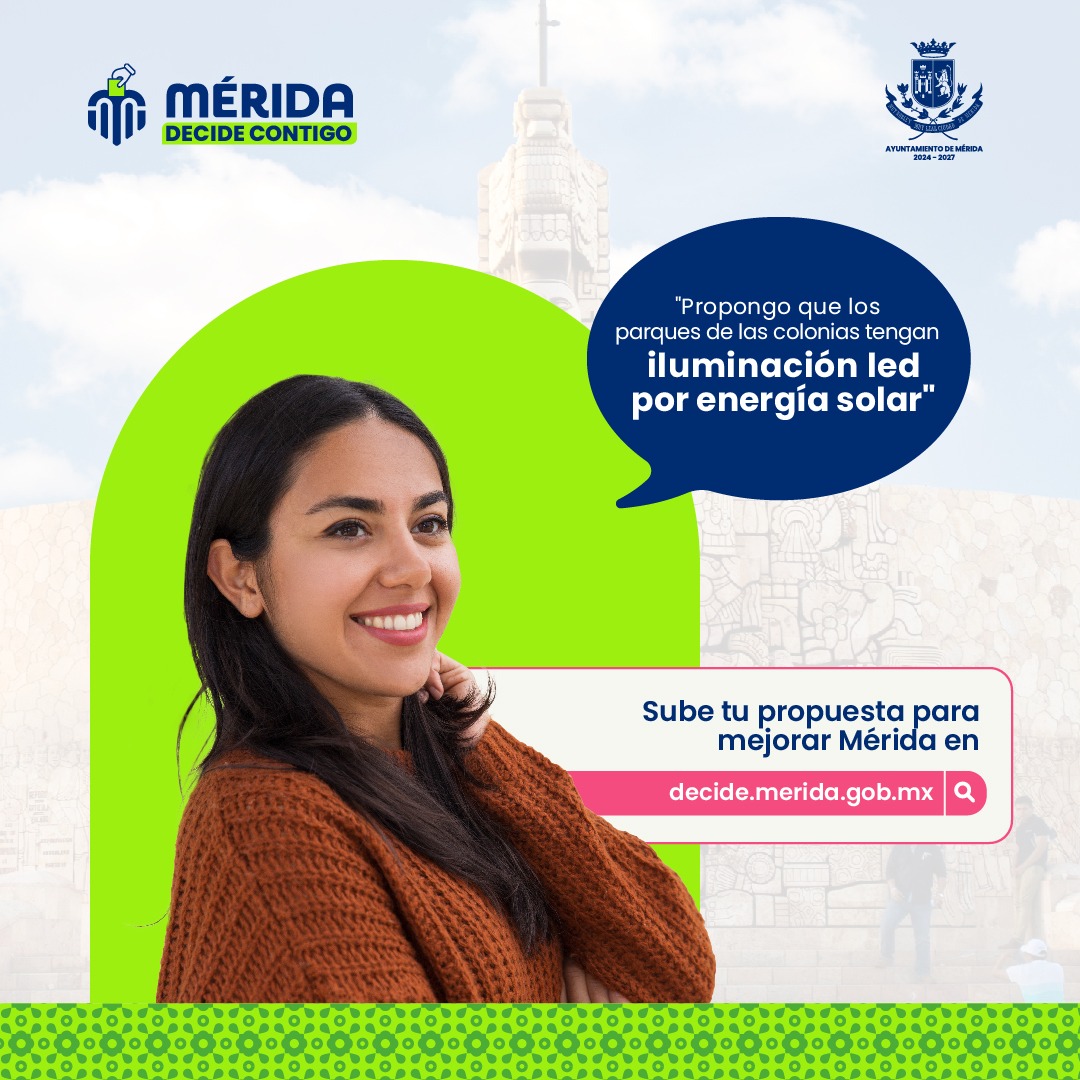 ¡Tus ideas contribuyen a enchular nuestra Mérida! ✨

Tu como ellos puedes ser parte de la Construcción del Plan Municipal de Desarrollo 2024-2027 de Mérida.

🗣 Compártenos tus ideas y propuestas en la plataforma #MéridaDecideContigo

🌐 decide.merida.gob.mx

<a href="/AyuntaMerida/">Ayuntamiento Mérida</a>