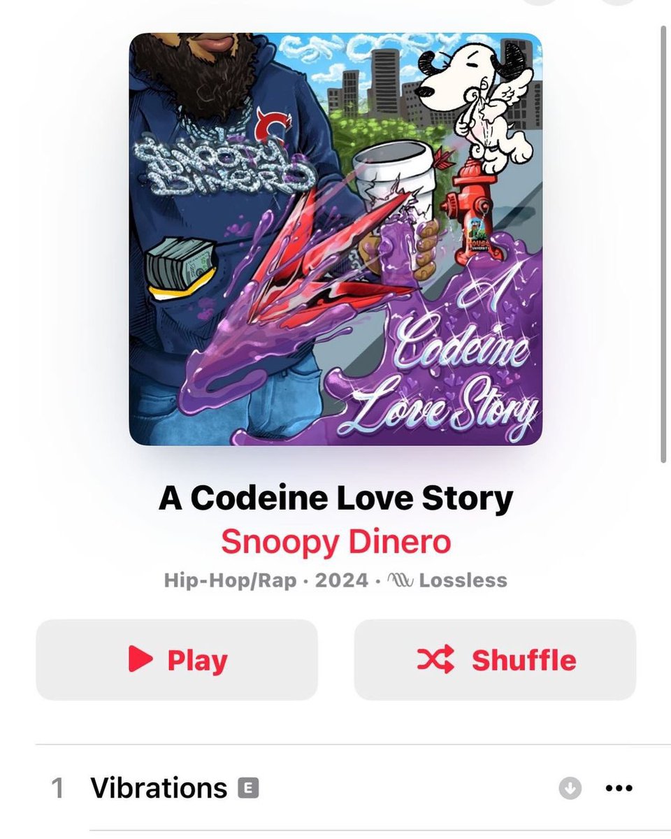 SnoopyDinero_'s tweet photo. FINALLY !!!! ITS UP ON APPLE MUSIC MAKE SURE YOU TELL A FRIEND TO TELL A FRIEND 💯 ENJOY THIS , THIS SOME OF MY BEST WORK YET . . “ A CODEINE LOVE STORY” OUT NOW ❤️‍🩹

https://t.co/wTcoXMQphZ https://t.co/UiszeMtNN6