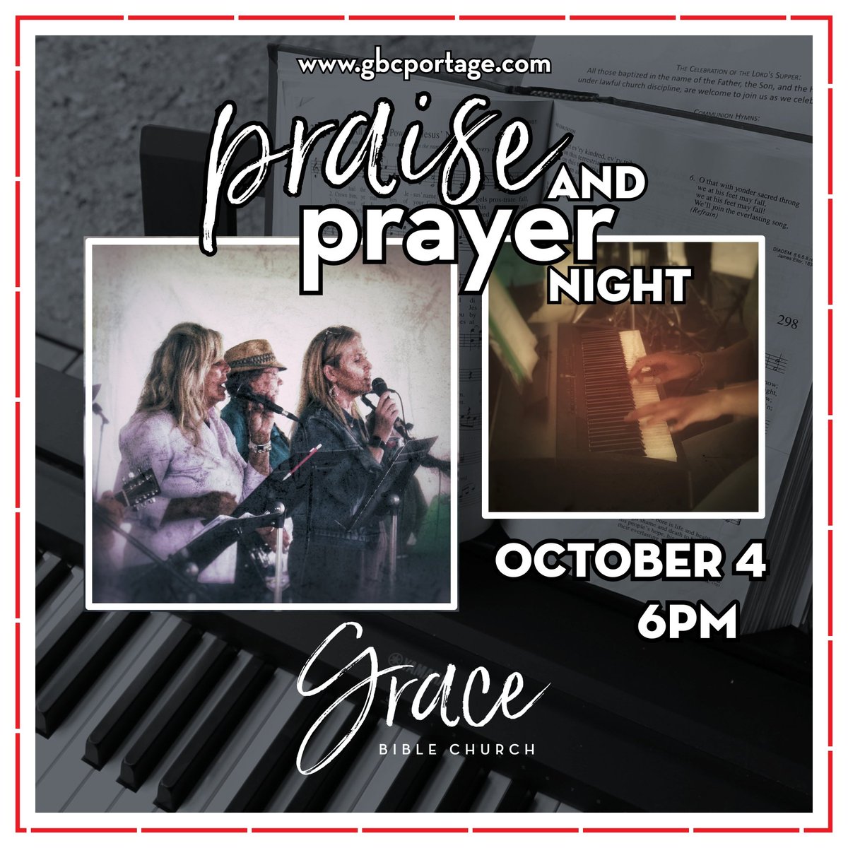 BibleWi's tweet photo. Join us on Friday night, October 4, at 6:00p at Grace Bible Church for contemporary music, hymns, and prayer. Prayer gives us power over evil.
.
Sing to the LORD, all the earth, proclaim his salvation day after day. 1 Chronicles 16:23
.
Grace Bible Church 2939 Hwy CX, Portage, WI https://t.co/W6lWTOjzF9