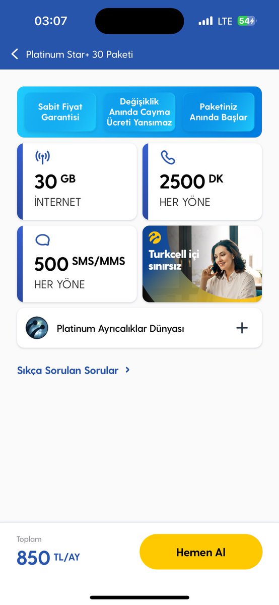 johanaltun's tweet photo. @Turkcell @TurkcellHizmet @denetlecomtr SİZE ÖZEL ANA PAKETLERDE 650₺ yazan 30GB PAKET İÇİN SATIN AL DİYORSUN TA DAA PAKET 850₺ OLUYOR.İYİCE ŞIMARDINIZ! BEN SİZE TAAHHÜT VERMEDEN PAKETİMİ YENİLEYİP 850 TL’LİK PAKETE BENİ ABONE YAPMIŞSINIZ.KİME SORDUNUZ ARKADAŞIM???? https://t.co/EHLLUGw61I