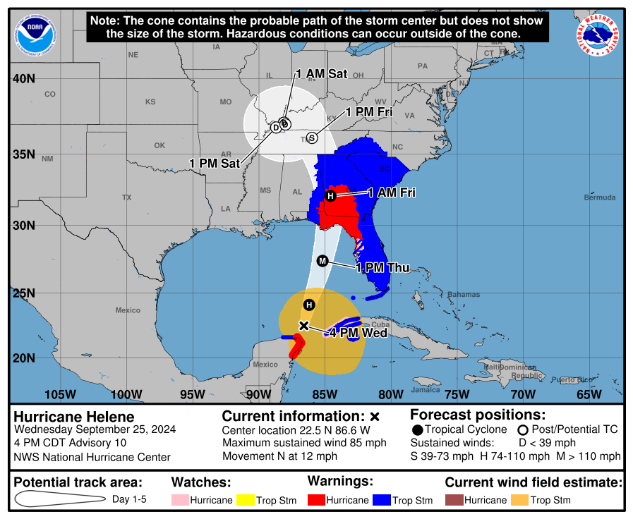 Georgia's emergency management and meteorologists have made it clear: take Helene seriously. 
✅have water and food to last you up to 72 hours. [canned soups, crackers, peanut butter, etc.]
✅ fill your gas tank
✅ get cash 
✅ have batteries and flashlights
