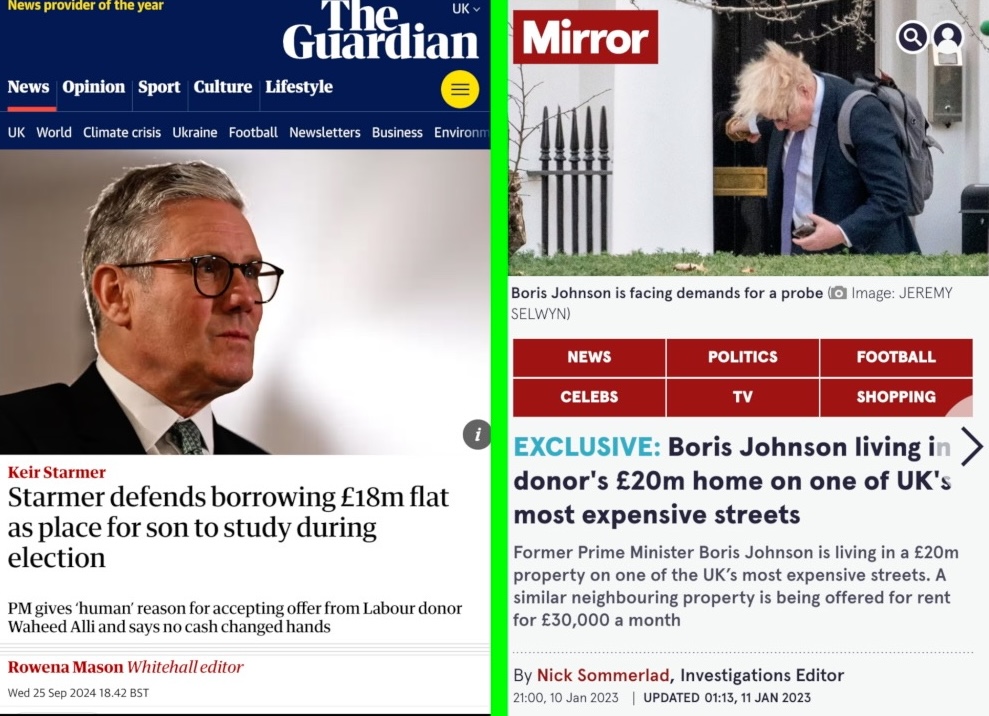 I wonder if all of the journalists worried about Keir Starmer's son staying in an £18 million property to study for his exams, which would have cost £20,000

Were as upset at Boris Johnson living in a £20 million home, which would have cost £30,000

Should friends stay at