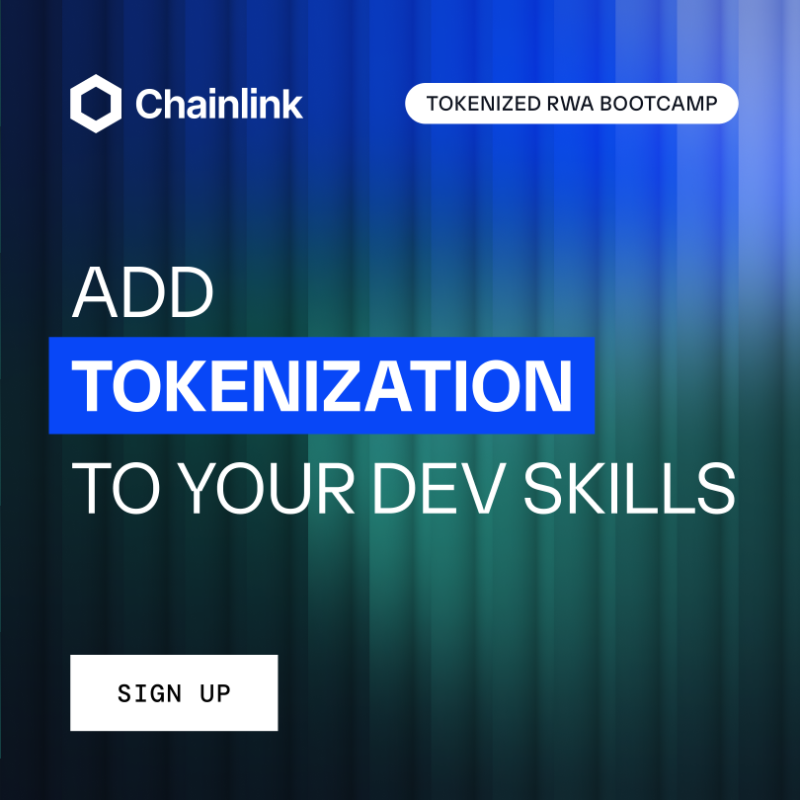 chainlink's tweet photo. Interested in tokenizing assets but not sure how to apply your dev skills? 

🏠 Tokenize a house onchain
📅 September 30—October 1 (3hrs/day)
⚙️ Live support from expert devs

100% free and online. Sign up👇
