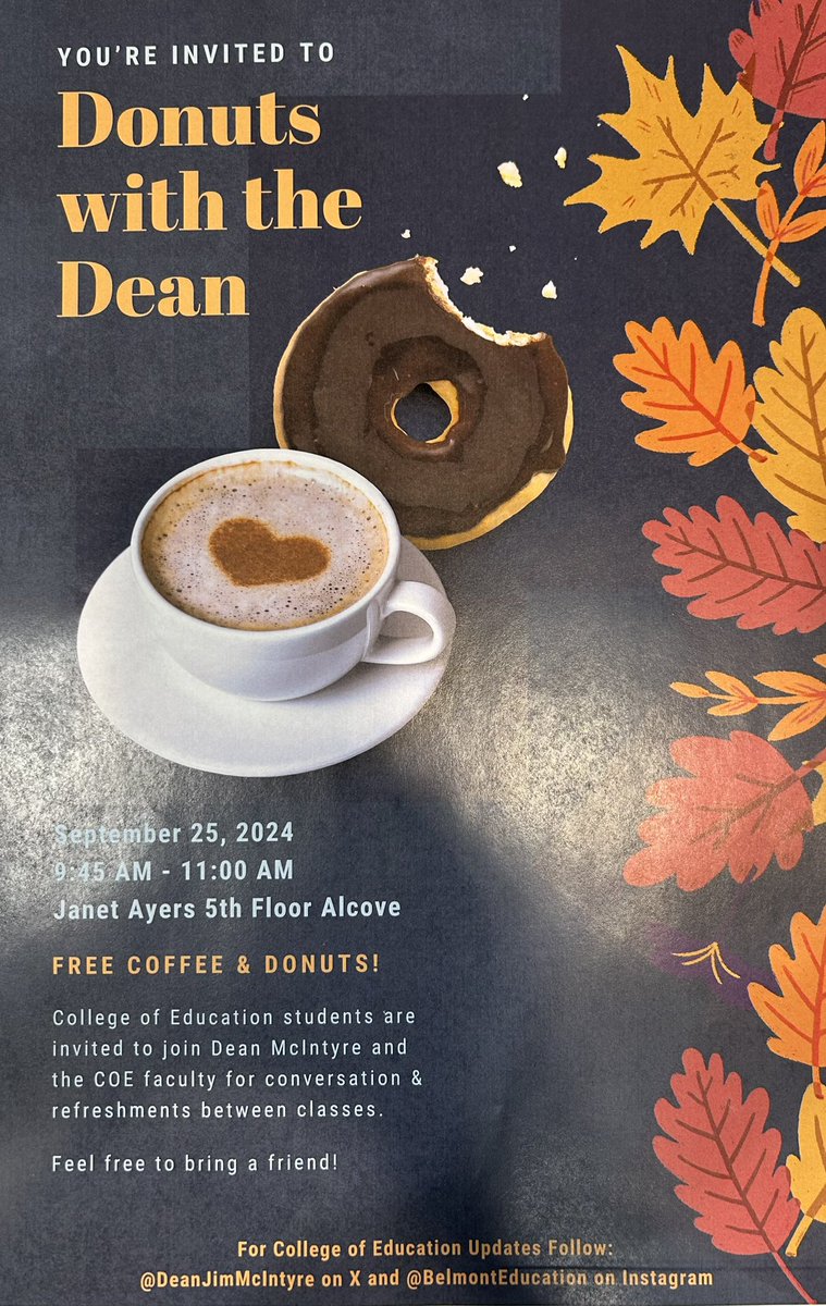 Donuts with the Dean is my new favorite holiday!! 🤣🤣 Loved connecting with our <a href="/BelmontUniv/">Belmont University</a> College of Education students over breakfast this morning! #TeachBrilliantly #LetHopeAbound #BelmontSOUL