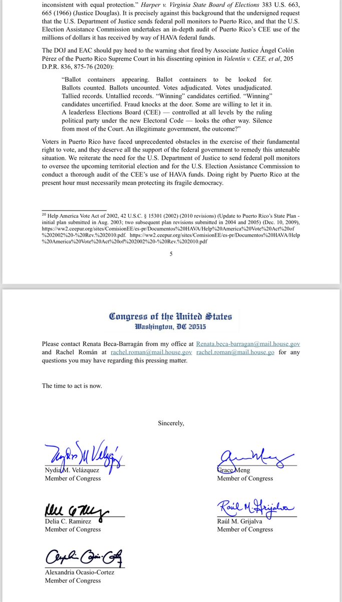 MillyMendezpr's tweet photo. PIDEN OBSERVADORES PARA ELECCIONES GENERALES EN PR:
Congresistas -entre ellos- @NydiaVelazquez @AOC Raúl Grijalva, Delia Ramírez y Grace Meng, piden al Dpto de Justicia Federal mandar observadores para las elecciones del 5 de noviembre https://t.co/zjokwt2uK4