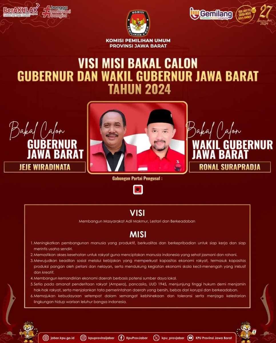 infobdg's tweet photo. Visi &amp; Misi Calon Gubernur Dan Wakil Gubernur Jawa Barat 2024

Kira-kira pilih siapa nih Wargi Bandung? #infoBDG https://t.co/mR4BG2FJJs