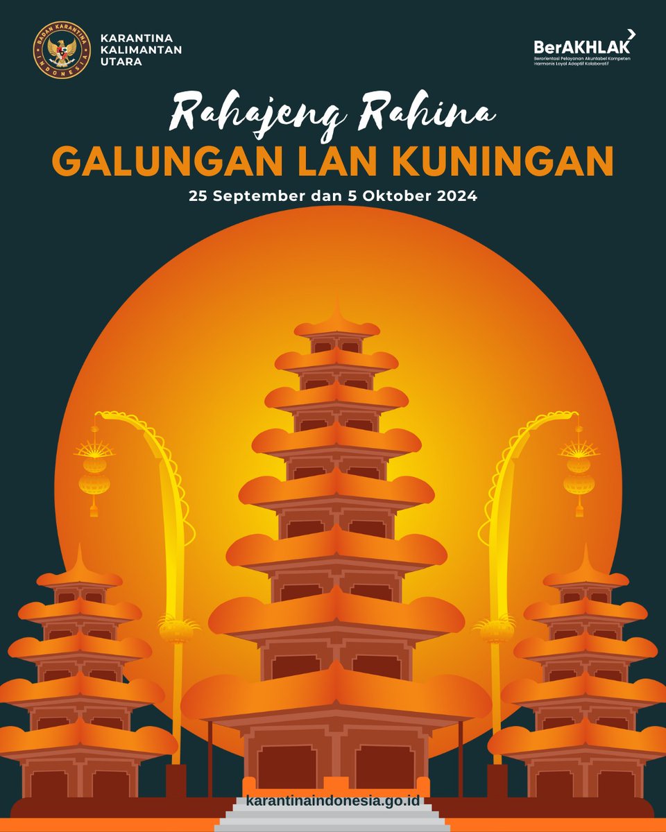 KarantinaKaltra's tweet image. "Semoga kesejahteraan dan kedamaian selalu menyertai di sepanjang kehidupan"

#galungan
#kuningan
#KarantinaKalimantanUtara
#KarantinaIndonesia