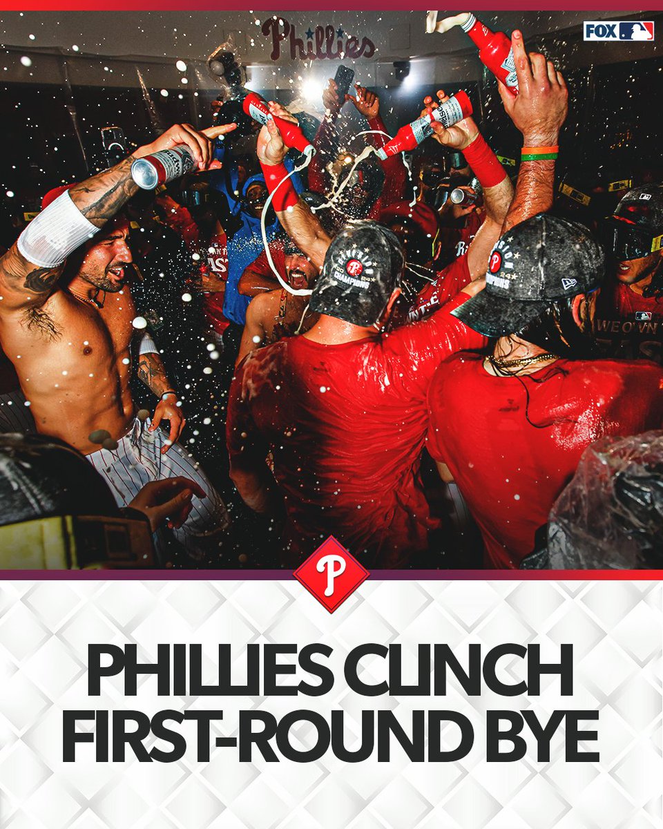 MLBONFOX's tweet image. The @Phillies are moving on straight to the NLDS! 🔔
