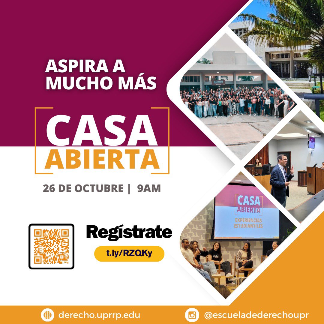 Derecho_UPR's tweet photo. Participa de la Casa Abierta @derecho_upr: sábado 26 de octubre de 2024, 9:00am. ¡Te esperamos! El acceso a la justicia comienza con el acceso a la educación legal. https://t.co/36BsdEFQRz