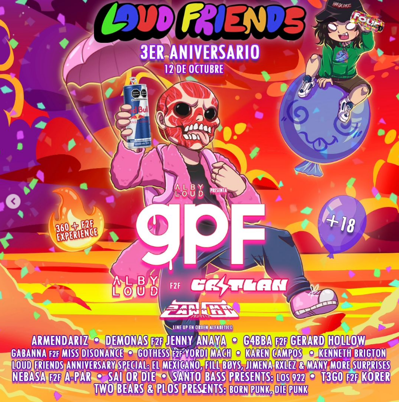 soundscape_mx's tweet photo. @redbull y @fourloko son patrocinadores oficiales de Loud Friends.

No se pierdan la noche del 12 de octubre con @therealGPF

#LoudFriends #3ERANIVERSARIO https://t.co/b31g72GCM6