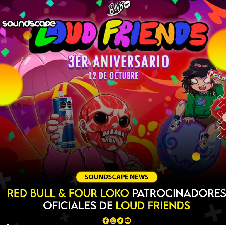 soundscape_mx's tweet photo. @redbull y @fourloko son patrocinadores oficiales de Loud Friends.

No se pierdan la noche del 12 de octubre con @therealGPF

#LoudFriends #3ERANIVERSARIO https://t.co/b31g72GCM6