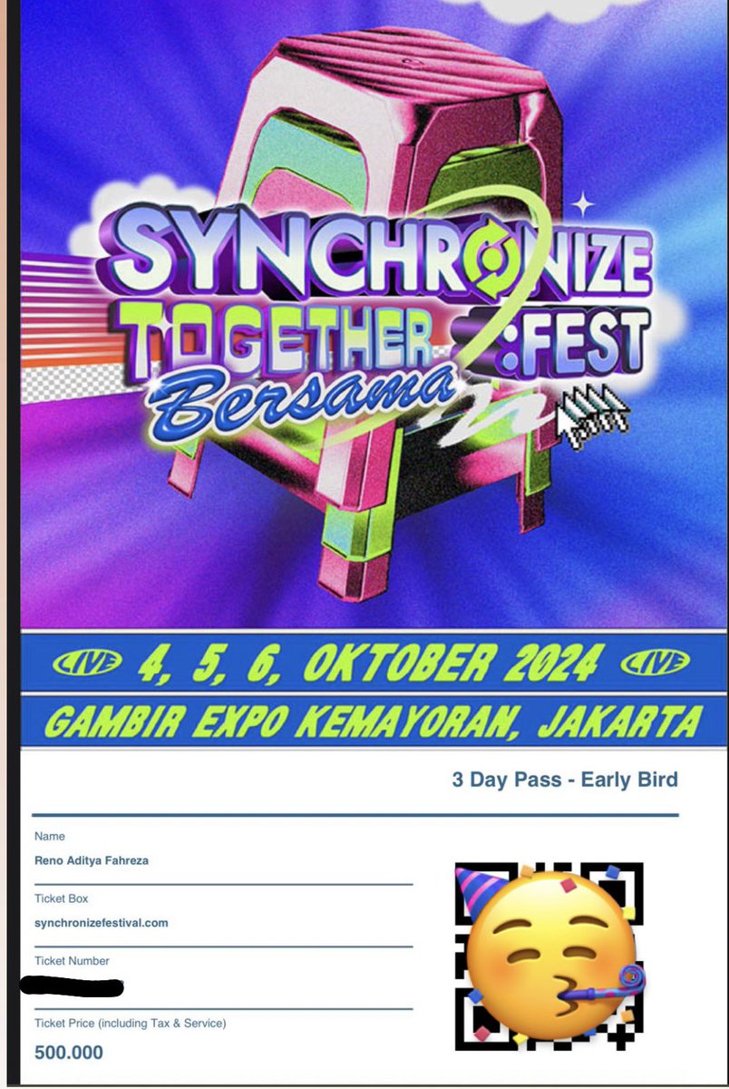 salsabillarossa's tweet photo. WTS 2 Tiket Synchronize 3 day pass,1 tiket 500 aja karna belinya pas early bird.gabisa datengg karna ada acara kantor hueheheheh #synchronize https://t.co/IQLyKrCF03