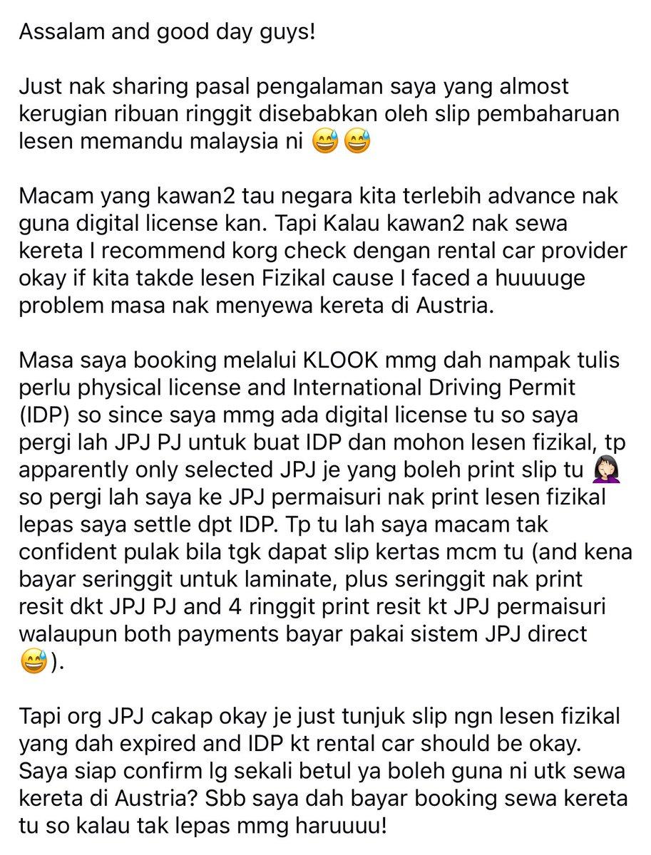 TravelJimat's tweet photo. Travel info ni  penting kalau korang plan nak drive kat luar negara. Malaysia terlebih maju dari negara lain.

LESEN MEMANDU DIGITAL MALAYSIA TAK VALID DI LUAR NEGARA. https://t.co/4iOo12H4g6