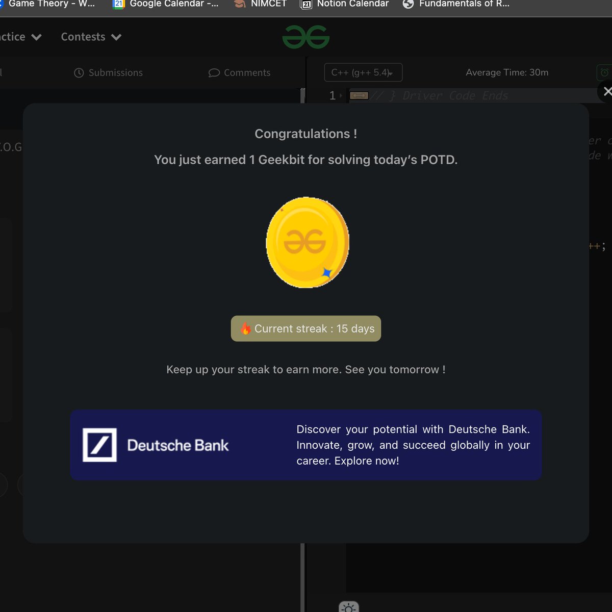 devidutta18's tweet image. Day 15 of #geekstreak2024! 
Solved: Roof Top

#DeutscheBank