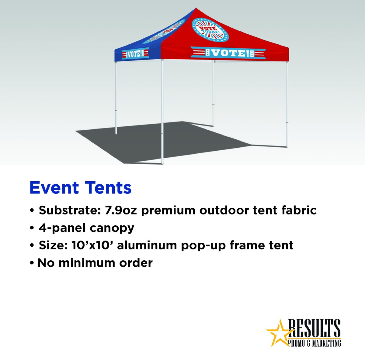 ResultsPromo's tweet photo. Here's a social media post you could use for the event tent image:

📢 Make your next event stand out with our custom Event Tents! 📢

Perfect for rallies, festivals, or any outdoor gathering.  🇺🇸

Durable 7.9oz premium outdoor tent fabric
Easy-to-set-up 10'x10' aluminum pop-up https://t.co/sDL0LMqGNd