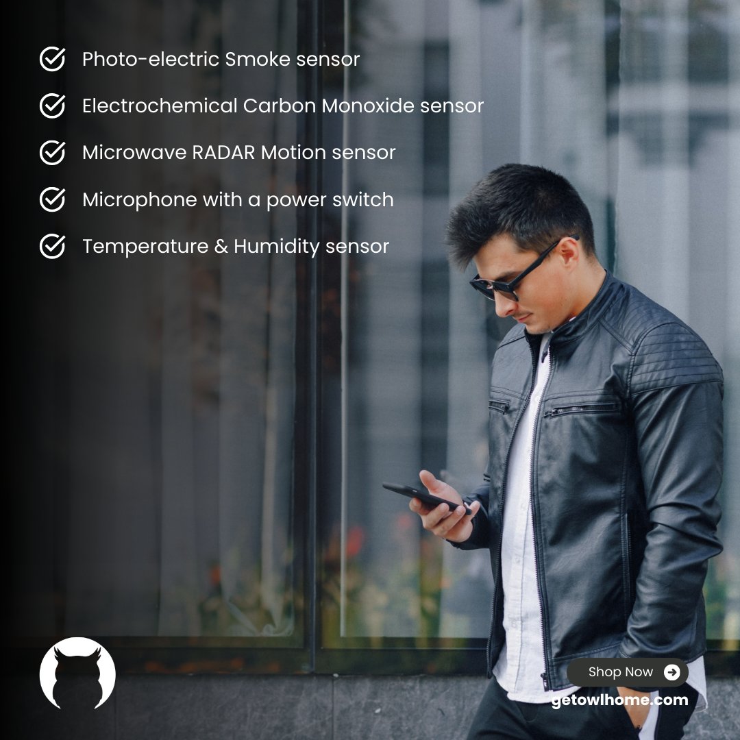 Did you know that Owl Wired can detect Smoke, Carbon Monoxide, Motion, Sound, Temperature and Humidity, all in a single device?

#HomeSafety #SmartHome #HomeSecurity #SafetyFirst #SmartSensors #HomeAutomation #ModernHome #SmartTech #ConnectedHome #SmartDevices #SecureHome