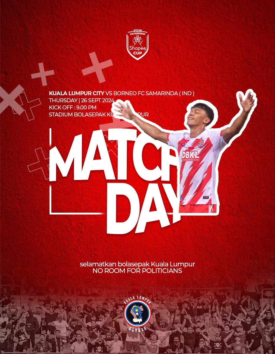 HARI PERLAWANAN !!

Kejohanan Kelab Asean.
Lawan Borneo FC.
9 Malam | Std Cheras.

#VamosKL
#SampaiMatiKualaLumpur
#DarahMaruah
#PureCitySoul