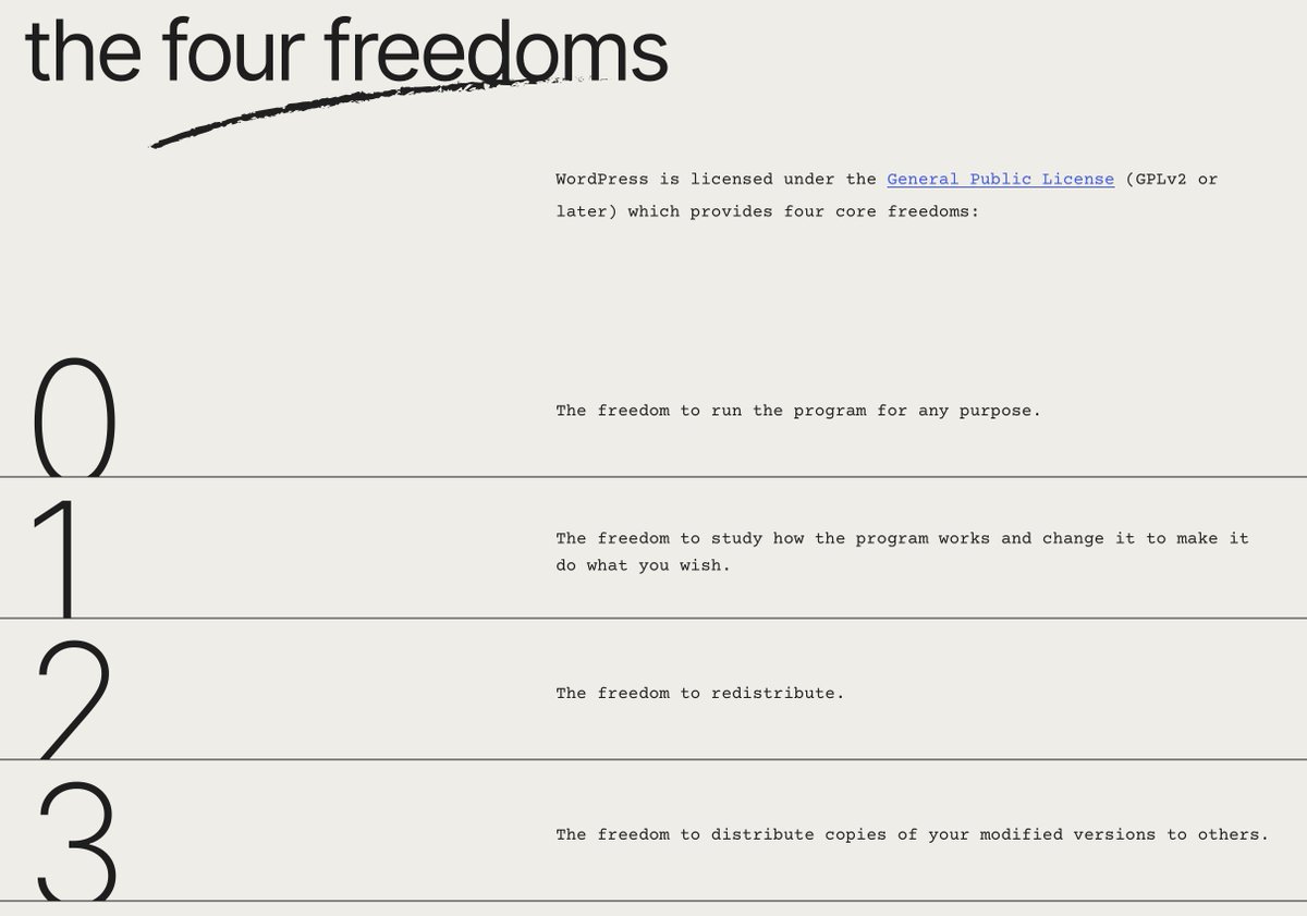 Is <a href="/WordPress/">WordPress</a> gonna change their Four Freedoms overnight like they did their trademark clause?