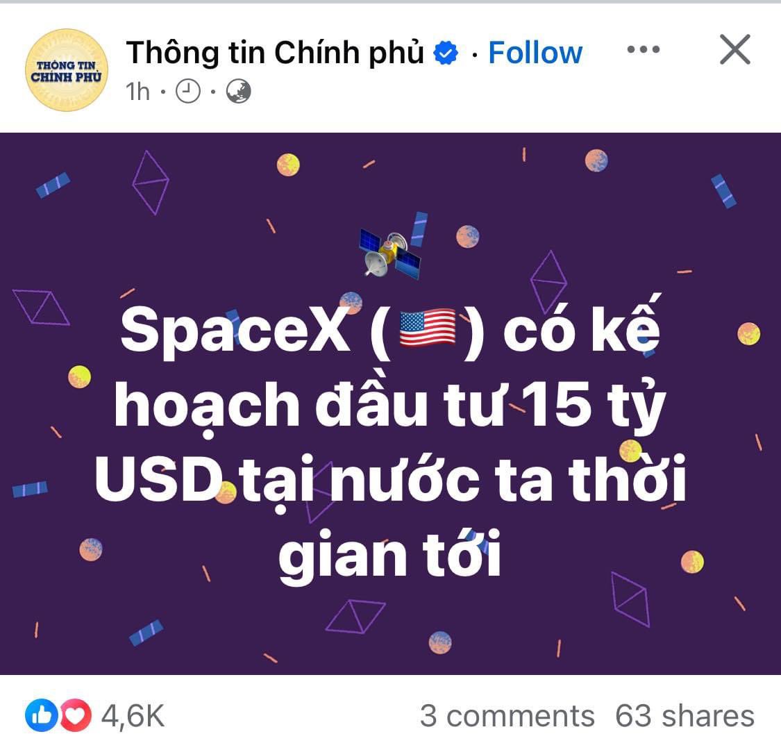 curly_eth's tweet photo. 🌍 **Sáng 25-9 (giờ New York, tối cùng ngày giờ Việt Nam), Tổng Bí thư, Chủ tịch nước Tô Lâm đã tiếp ông Tim Hughes, Phó Chủ tịch cấp cao SpaceX.

🚀 **Ông Tim Hughes cho biết SpaceX đã khởi động các dự án Internet vệ tinh từ cách đây 5 năm và hiện đang có hơn 6.000 vệ tinh ở quỹ đạo thấp. Các vệ tinh của SpaceX có thể cung cấp Internet gần như tại mọi nơi trên trái đất.

📡 **Đánh giá Việt Nam là thị trường rất tiềm năng đối với kế hoạch phát triển Internet vệ tinh của SpaceX, ông Tim Hughes cho biết tập đoàn có kế hoạch đầu tư 15 tỉ USD tại Việt Nam trong thời gian tới.